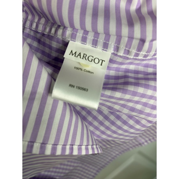 NWT Hinson Wu Purple Lilac White Stripe 3/4 Margot Sleeve Shirt Top‎ Size 16 - Picture 11 of 16